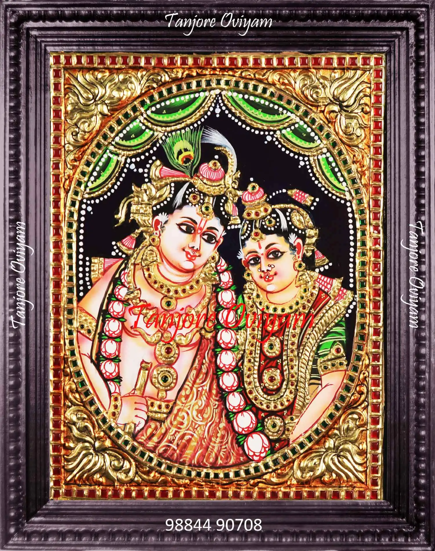 Oval Radha Krishna Tanjore Painting